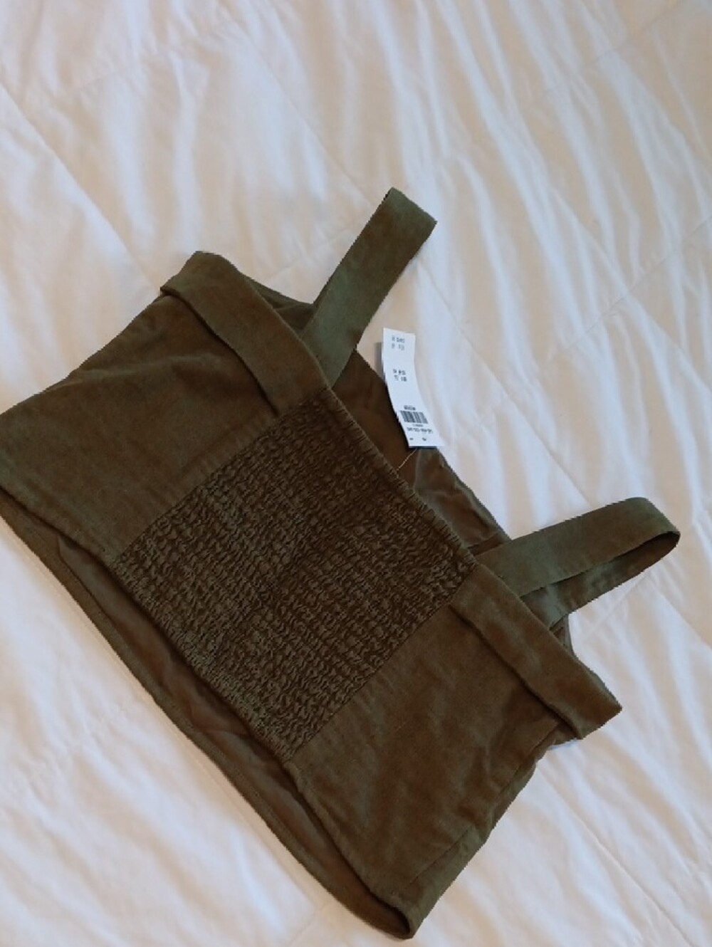 Abercrombie Linen Olive Green Crop Tank with Wide Straps - Picture 4 of 5